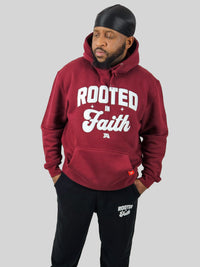 Rooted In Faith Puff Hoodie - Burgundy