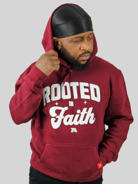 Rooted In Faith Puff Hoodie - Burgundy